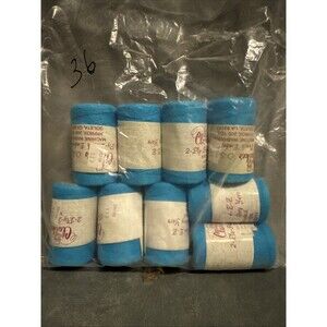 Vintage 80s 9 pc Punch Embroidery Thread Clarke's Blue Bag 36